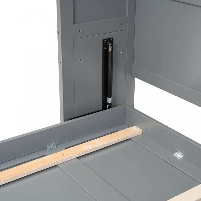 Evelyn Lit mural escamotable gain de place Murphy avec design d’armoire pliable, taille Queen, gris