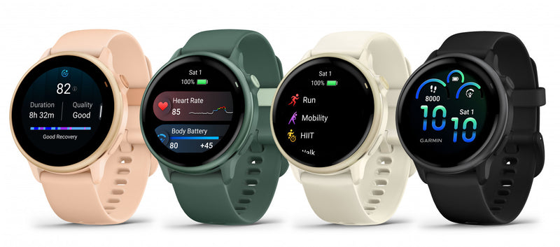 Montre de fitness Garmin Vivoactive 6 Lunar Gold - Moniteur d'activite, entrainements quotidiens, statut HRV, dynamiques de course, conseils PacePro, notifications intelligentes