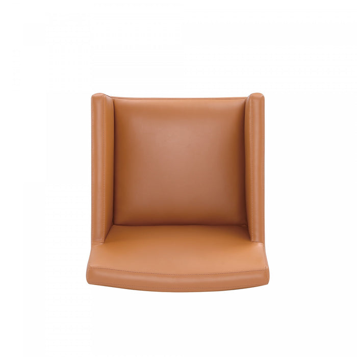 Fauteuil moderne en cuir vegetalien Anna Square couleur brun selle - Lot de 2