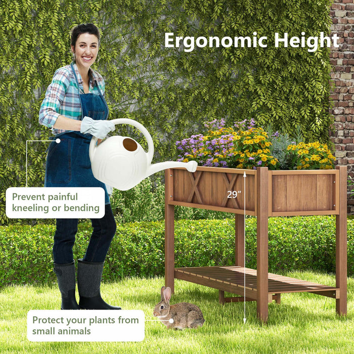 Costway Hips Souleve Lit De Jardin Poly Bois Eleve Planter Boite Avec Les Jambes, Cafe Etagere De Stockage