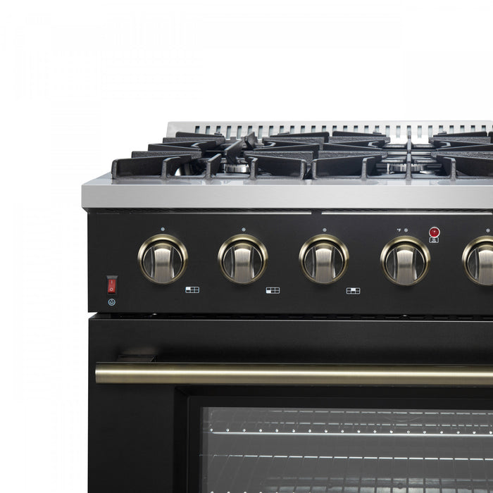 Cuisiniere a gaz Galiano de 36 po en noir, 5,36 pi³ - FFSGS6244-36BLK