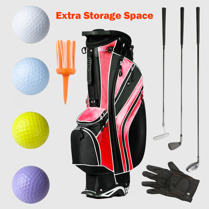 Costway Golf Stand Cart Bag Club W/6 Way Divider Carry Organizer Poches Stockage Rouge
