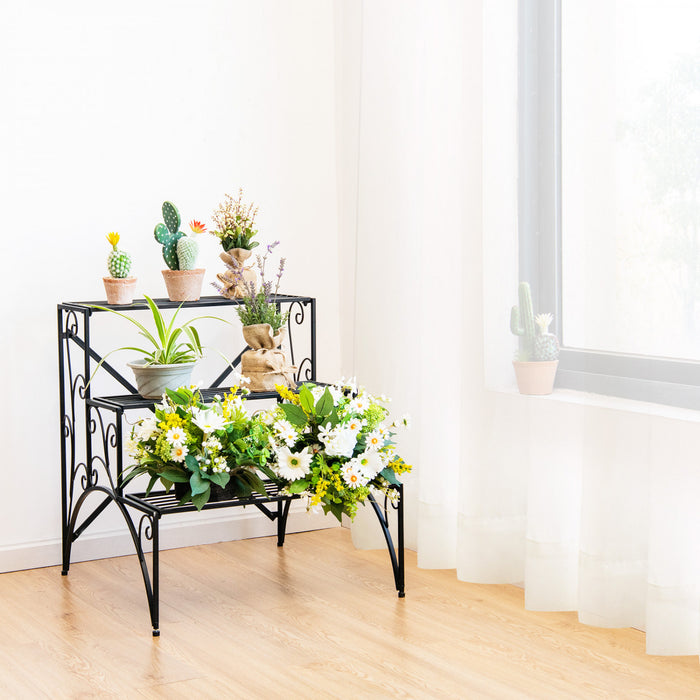 Costway 3 Etage Escalier Style Metal Plante Stand Etagere Jardin Pot De Fleurs Etagere D'affichage