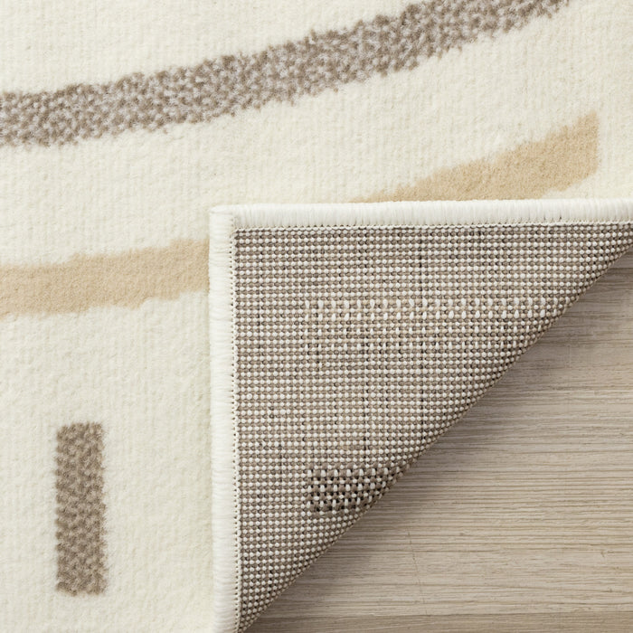 Tapis Florence a motifs de lignes courbes creme, beige et brun, 7'6\" x 9'6\"