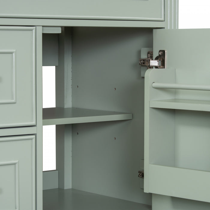 Olivia Meuble-lavabo de 30\" avec vasque en ceramique et bois caoutchouc massif, Vert