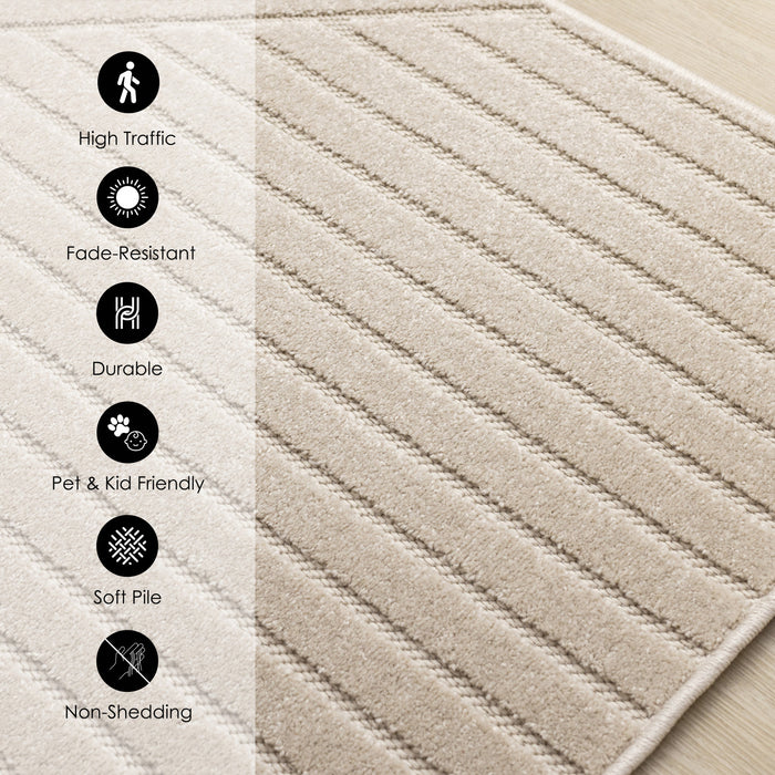 Tapis design a rayures angulaires beige Oslo, 7'10\" x 10'6\"