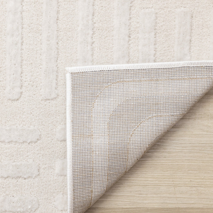 Tapis a motifs de treillis orientaux creme beige Leonardo, 5'3\" x 7'7\"