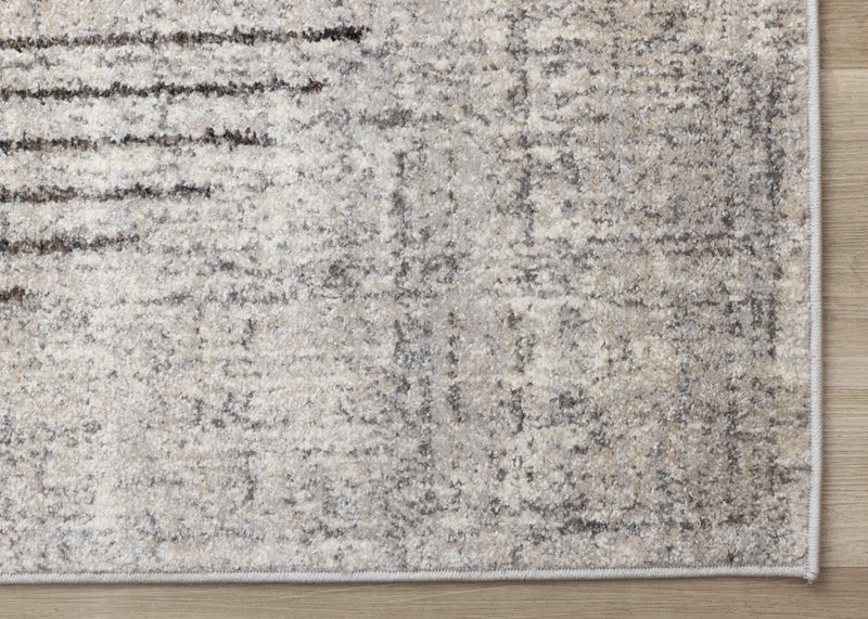 Carpette à poil court doux Solace grise et blanche à motif de cercles qui fusionnent - 3 pi 11 po x 5 pi 7 po