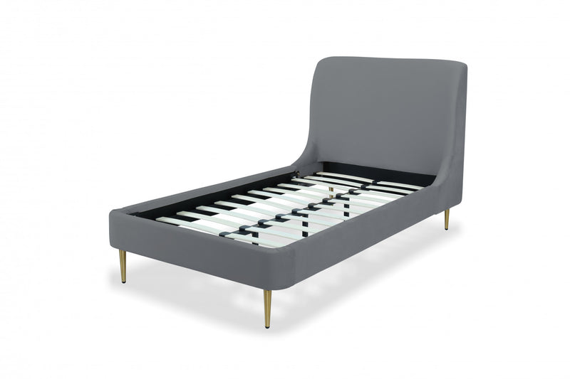 Lit une place Heather style milieu du siecle moderne en velours gris et or