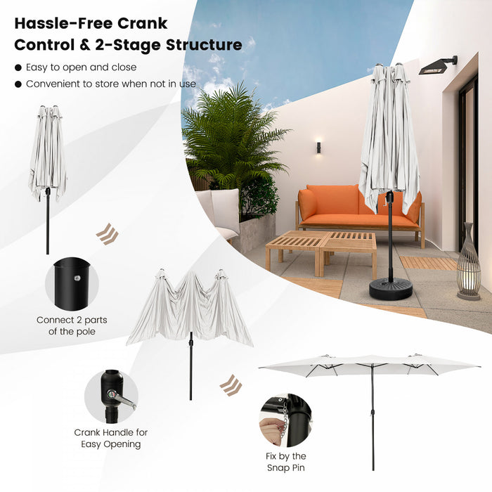 Costway Grand parasol de marche double face 15FT avec manivelle, ventilation, pour exterieur double