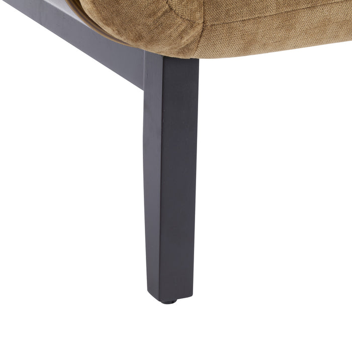 Audrey Fauteuil d’appoint ergonomique en bois massif avec revetement en tissu, kaki