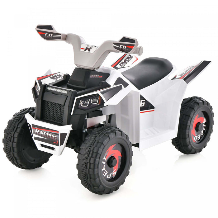 Costway Enfants Rouler Sur Atv 4 Roues Quad Jouet Voiture 6v Alimente Par Batterie Jouet Motorise Blanc