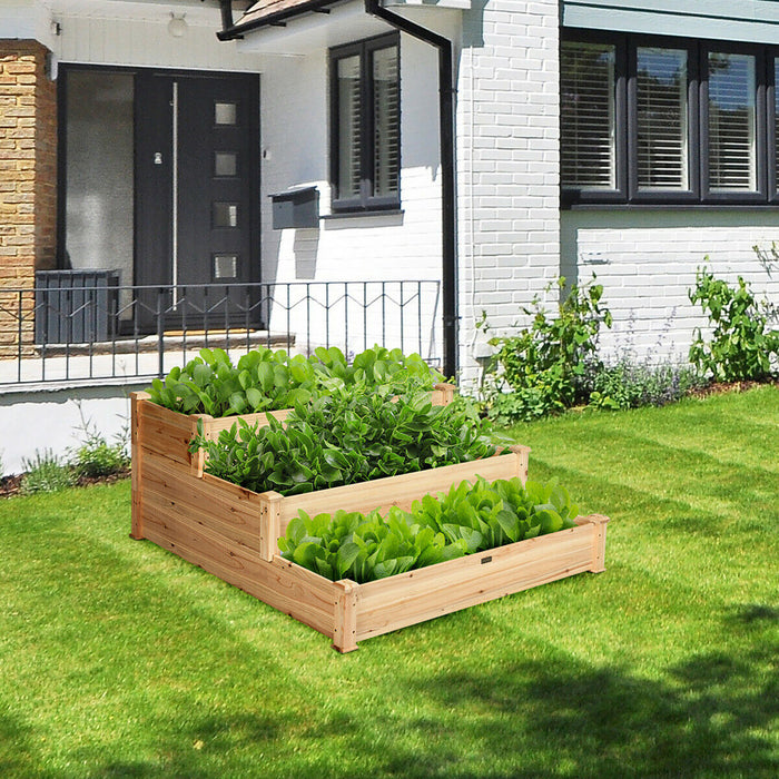 Lit De Jardin De Legumes En Bois Eleve De Niveau Costway 3 Kit De Planteur Eleve Jardinage Exterieur