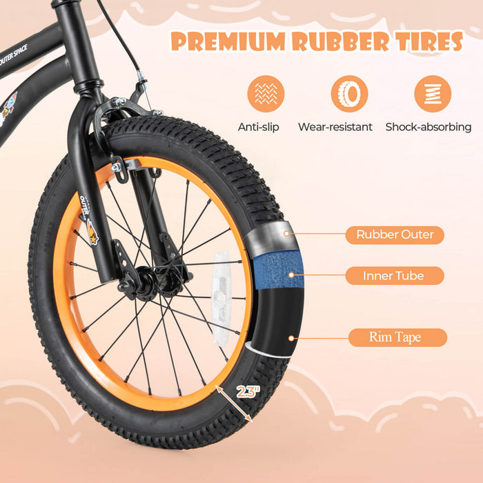 Velo Costway 16 Pouces Pour Enfants De 4 A 7 Ans Avec Selle Reglable Et Guidon Antiderapant Noir