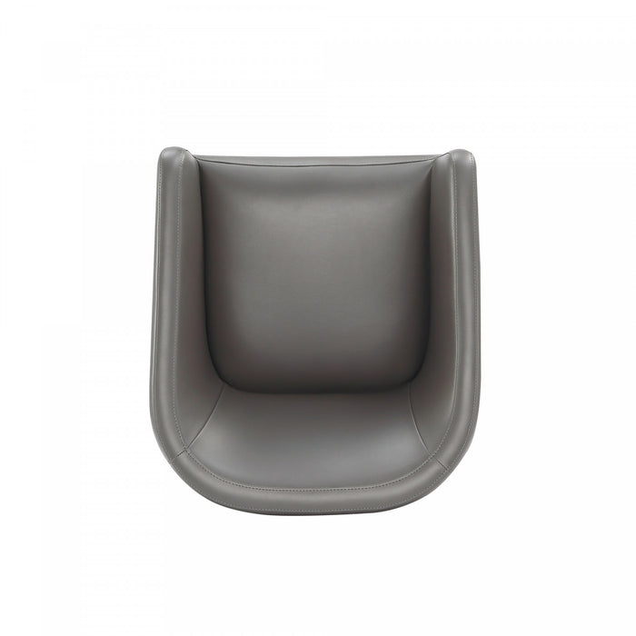 Fauteuil moderne Anna Round en cuir vegetalien graphite - Lot de 2