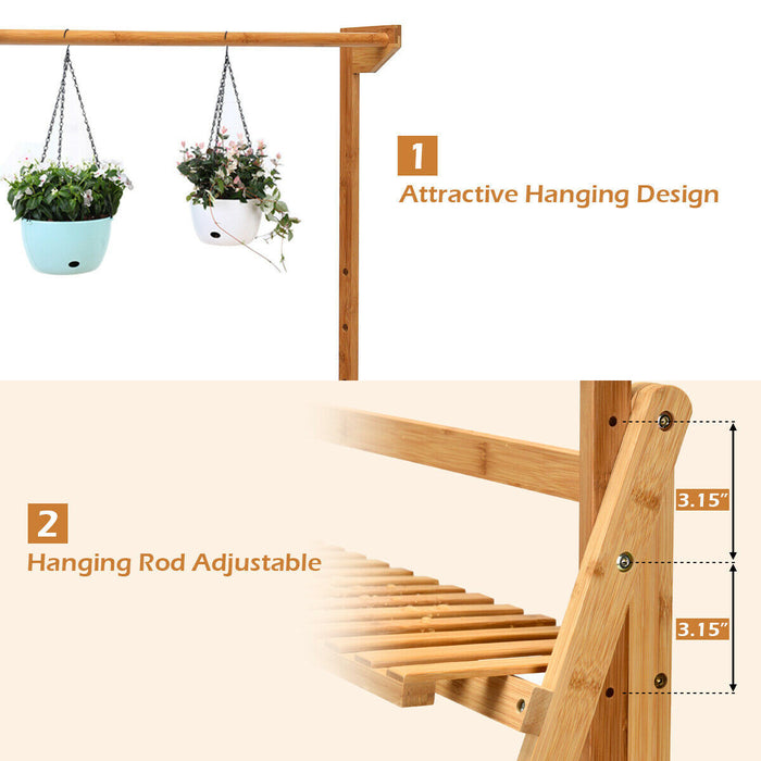 Etagere A Plantes Pliable En Bambou