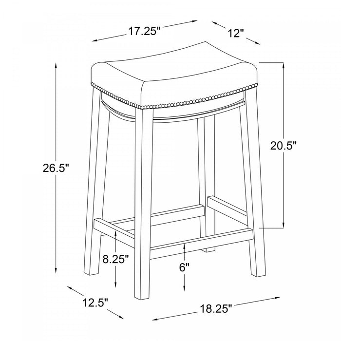 Tabouret Claridge de hauteur comptoir en tissu d’apparence lin et sans dossier - rayures rustiques