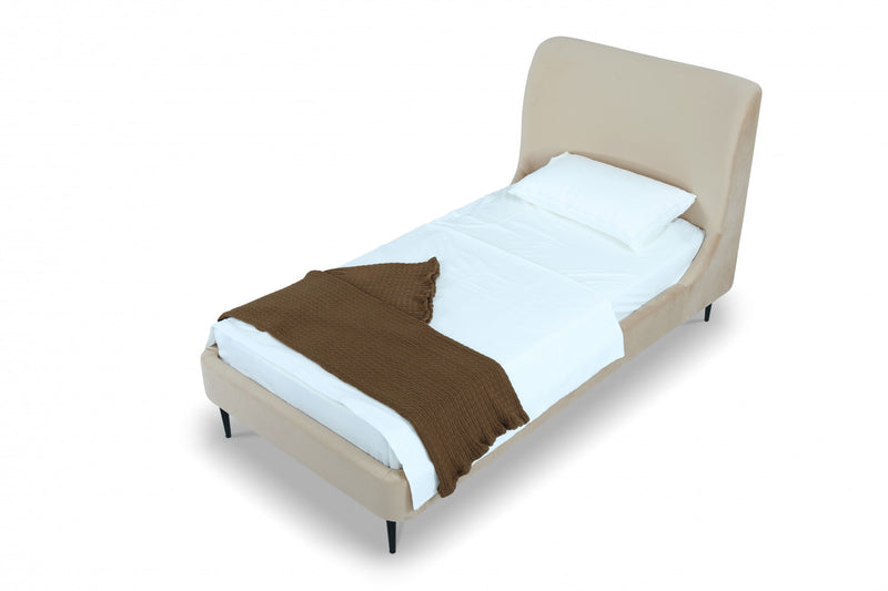 Lit une place Heather style milieu du siecle moderne en velours taupe et noir