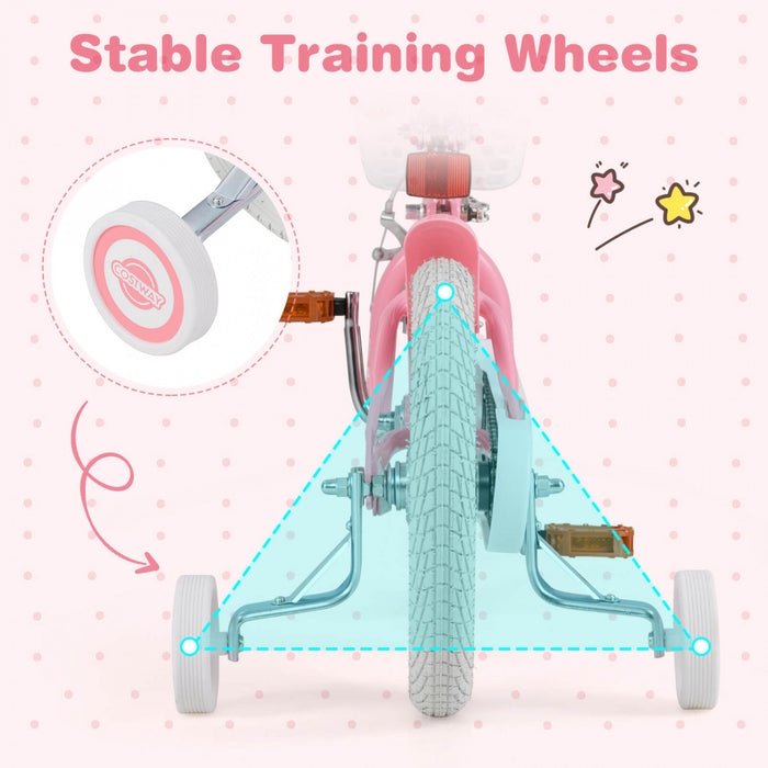 Velo Costway 14\" Pour Enfants Avec Roues D'entrainement Amovibles Et Panier Pour 3-5 Ans