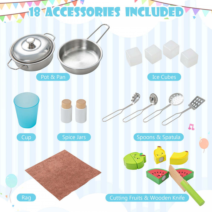 Cuisine En Bois Pour Enfants, Ensemble De Jeu De Cuisine Pour Tout-petits Avec Micro-ondes, Hotte Aspirante, Plaques De Cuisson, Evier De Jeu, Four, Machine A Glacons Et Accessoires De Cuisine, Ensemble De Cuisine Pour Jouets Avec Sons Pour Garcons Et Filles De 3 A 6 Ans