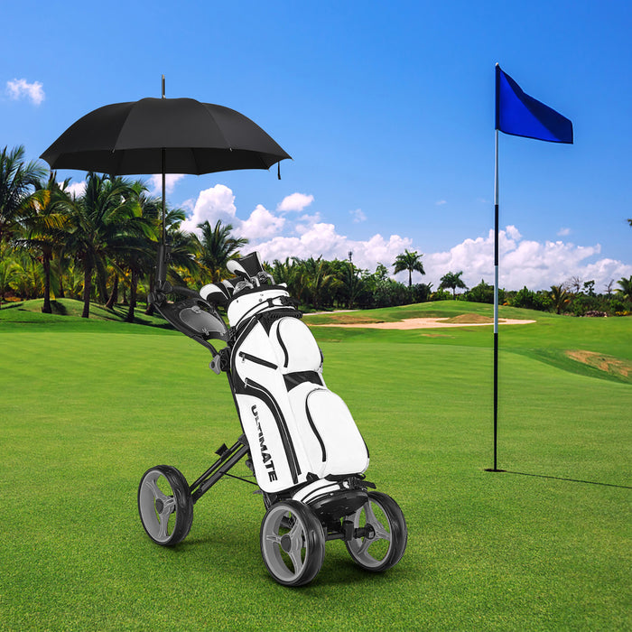 Goplus Pliant 4 Roues Golf Pousser Chariot W / Frein Tableau De Bord Poignee Reglable Gris