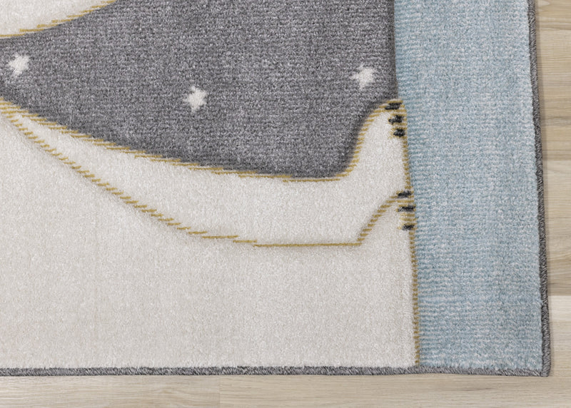 Carpette à motif d’ours polaire avec lapin pour enfants - 5 pi 3 po x 7 pi 7 po