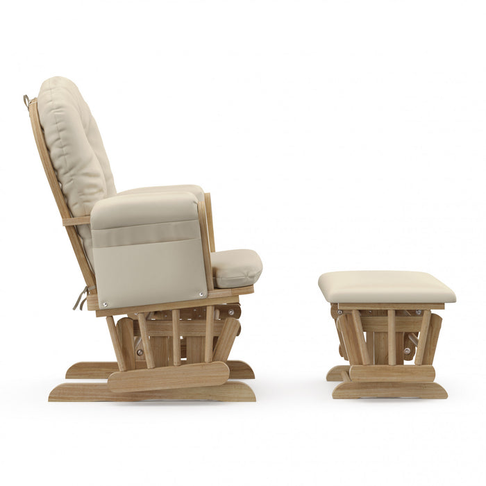 Storkcraft Hoop Fauteuil bercant et pouf - Natural avec beige