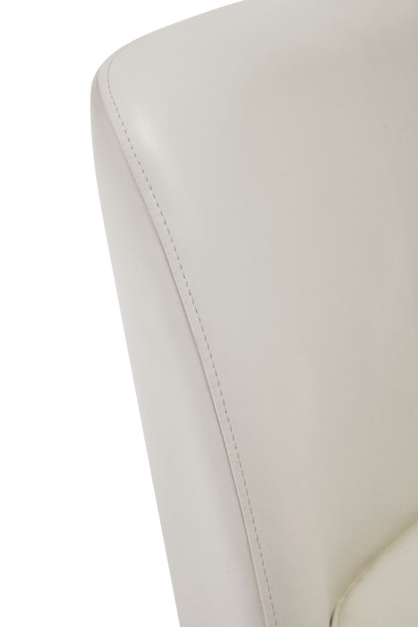 Chaise de salle a manger moderne en metal et cuir vegetalien Serena, ivoire - Lot de 2