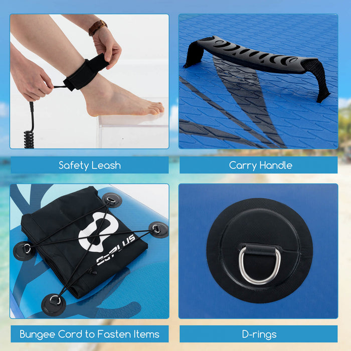 Grand Conseil Gonflable De Sup Goplus, Conseil De Pagaie Portable Avec Des Anneaux 5d Se Tiennent Sur Le Conseil De Pagaie Pour La Jeunesse Et L'adulte Marine