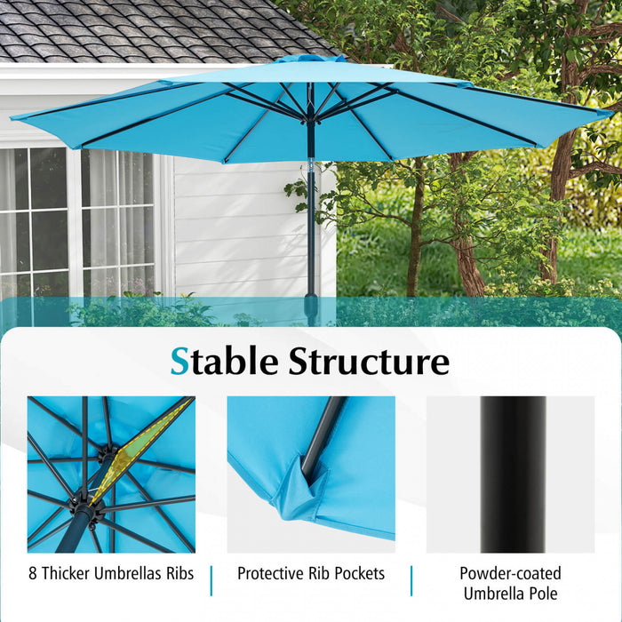 Costway Parasol de Patio 10FT Marche d'Ombre Solaire en Acier Incline avec Mecanisme d'Inclinaison et Manivelle