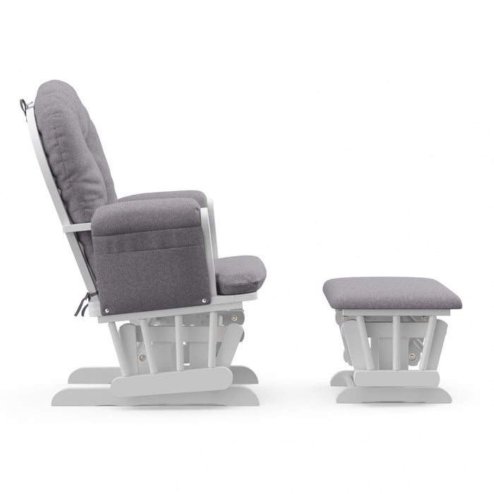 Storkcraft Hoop Fauteuil bercant et pouf - Blanc avec gris swirl