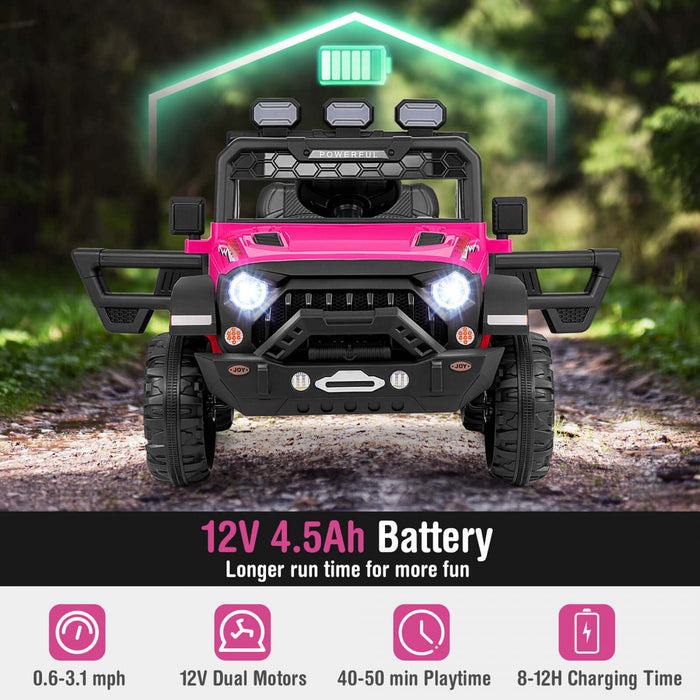 Costway 12v Enfants Roulent Sur Le Camion Avec 2 * 12v Moteurs Suspension De Ressort Et Telecommande Rose