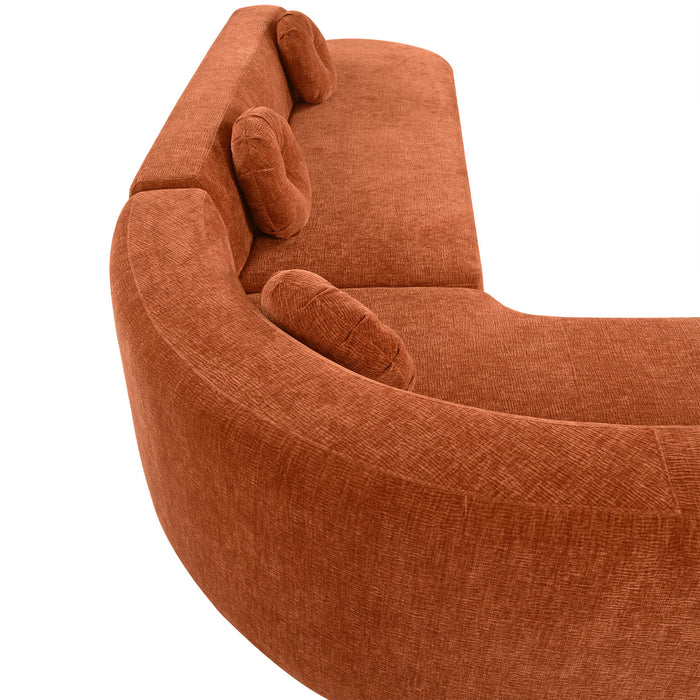 Vista Canape Sectionnel Extra-Large 122 po a Design Courbe et Mousse Haute Resilience, Orange