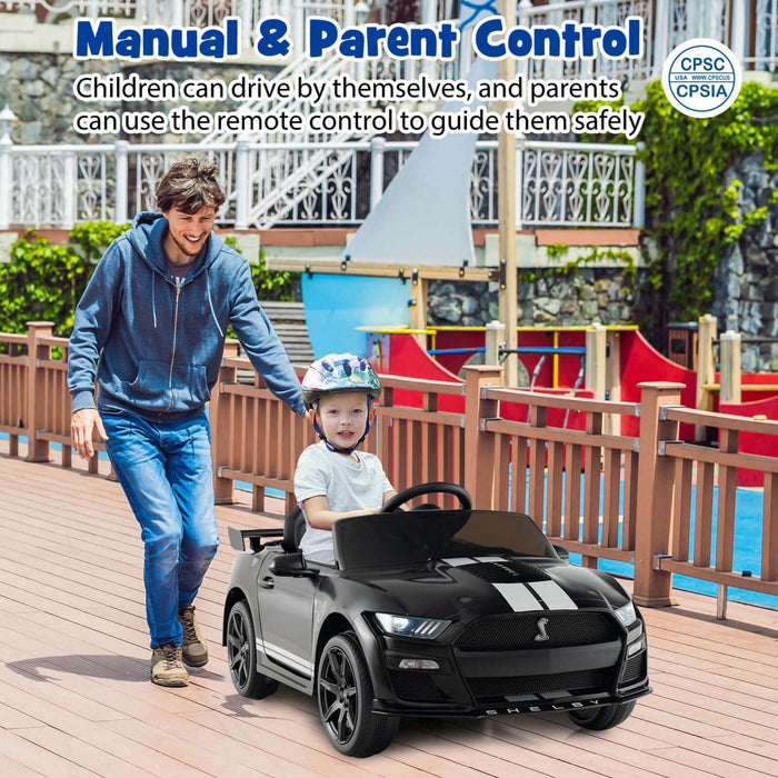 Costway 12v Sous Licence Ford Mustang Shelby Gt500 Enfants Rouler Sur Voiture Avec Telecommande Noir
