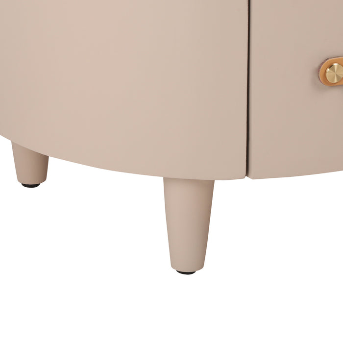 La table de nuit moderne Olivia au design incurve avec tiroir de rangement, couleur Haiki