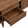 Rustic 69 Inch TV Cabinet with Sliding Door and Walnut Finish, Wood | Rustic Meuble TV 69 po avec Porte Coulissante et Finition Noyer, Bois