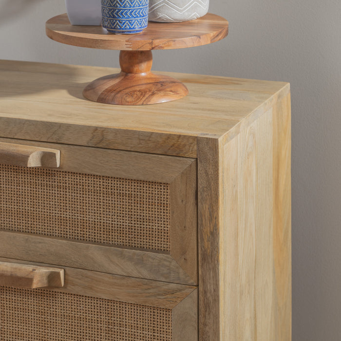 Armoire décorative Janie en rotin à 3 tiroirs - naturelle