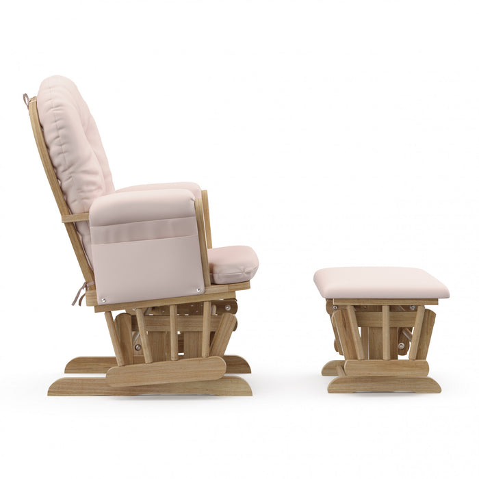 Storkcraft Hoop Fauteuil bercant et pouf - Natural avec pink