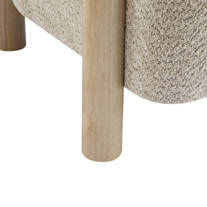 Evelyn Fauteuil d’appoint avec assise confortable et revetement en boucle, bois naturel