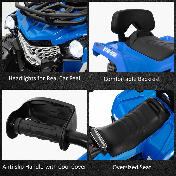 Costway 12v Enfants Rouler Sur Atv Electrique 4 Roues Quad 2 Vitesses W / Mp3 & Phares Bleu