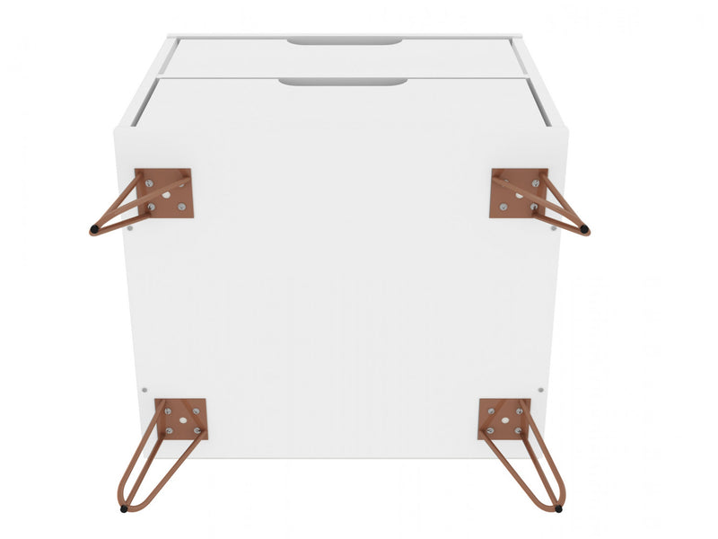 Table de nuit Rockefeller Mid-Century Modern 20\" en blanc (2 tiroirs) - Lot de 2