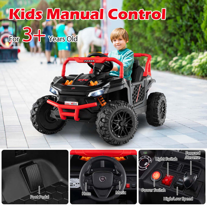 Costway 12v Kids Ride Sur Camion Avec Telecommande Parentale 3 Vitesses Et Fonction Avant Inverse Rouge