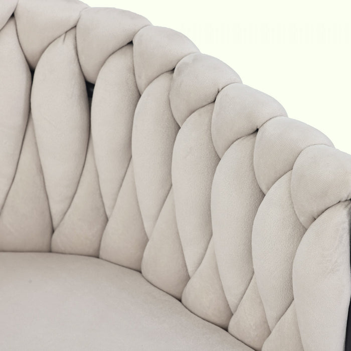 Chaises de salle a manger pivotantes Amelia en velours avec revetement capitonne et pieds en metal, lot de 6, beige
