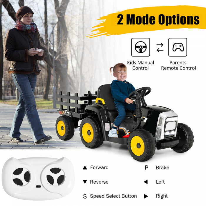 Costway Tracteur A Remorque Electrique 12v Avec Telecommande Et Lumieres Led