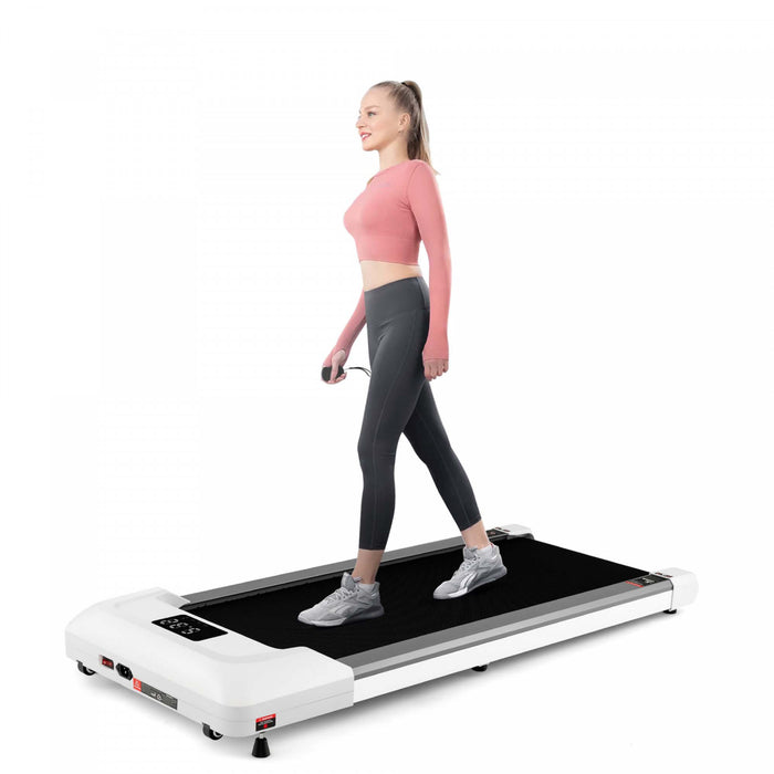 Superfit 0.6-3.8mph Tapis De Marche Sous Tapis Roulant De Bureau Avec Telecommande Et Ecran Led Gris