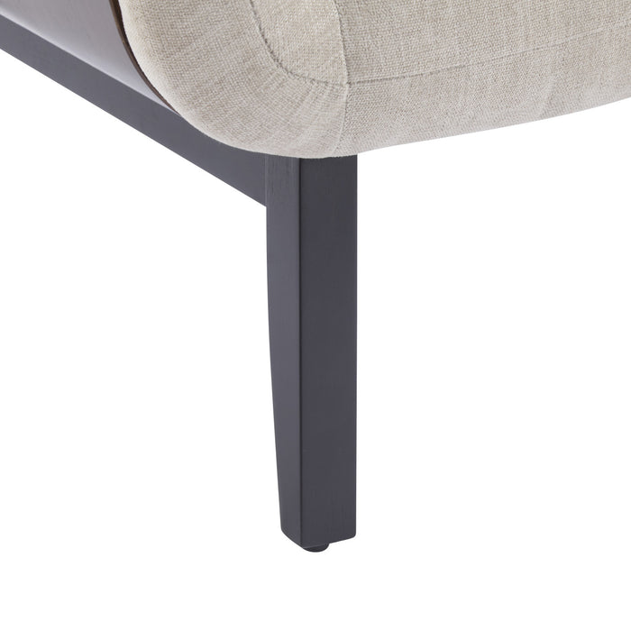 Audrey Fauteuil d’appoint ergonomique en bois massif avec revetement en tissu, fauve