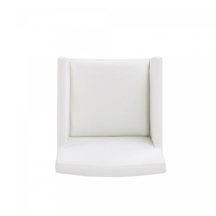 Fauteuil moderne en cuir vegetalien blanc Anna Square - Lot de 2