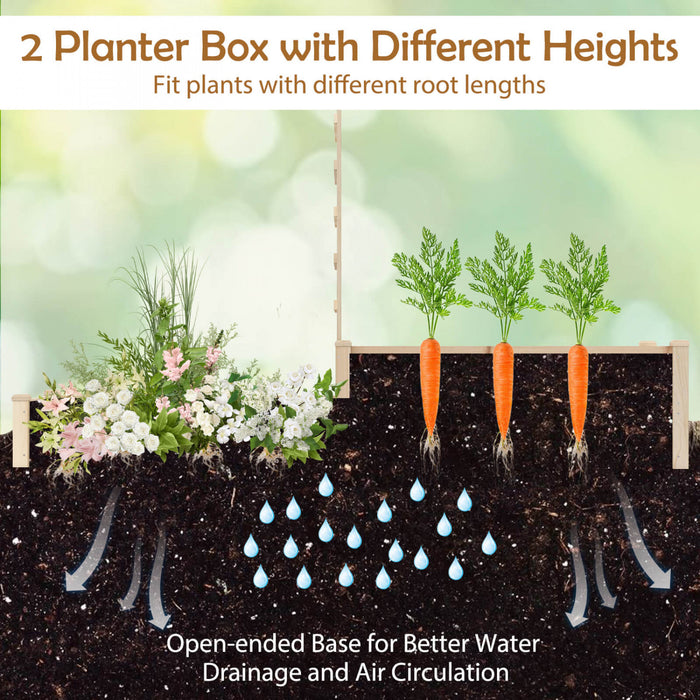 Costway 87\" Lit De Jardin Eleve Avec Trellis 2 Boites De Plantation Base Ouverte Pour Patio