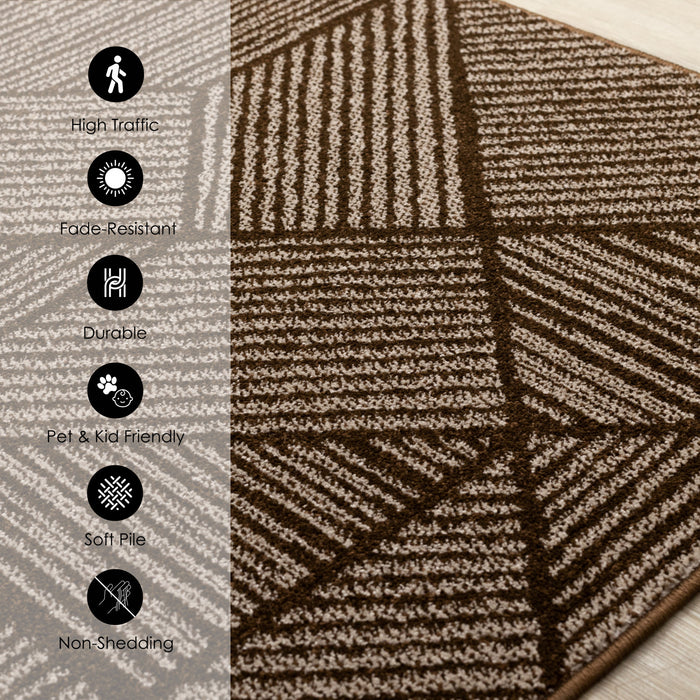 Tapis Covington brun taupe a rayures geometriques, 7'10\" x 10'6\"