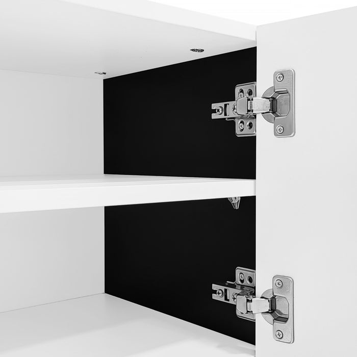 Emily 74.7\" Grand Cabinet TV de Rangement avec Portes et Tiroirs, Noir